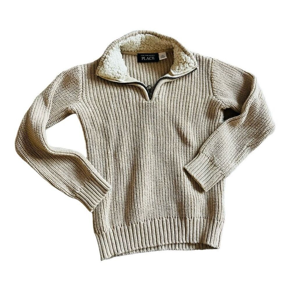Toddler Boys The Childrens Place Sherpa Collar 1/4 Zip Sweater - Sz 4T